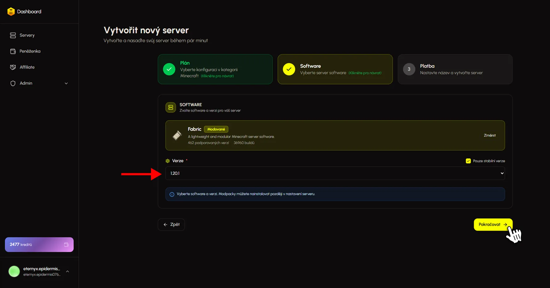 Jak vytvořit Fabric 1.20.1 Minecraft server