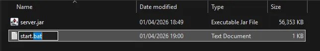 Změna přípony souboru ze .txt na .bat