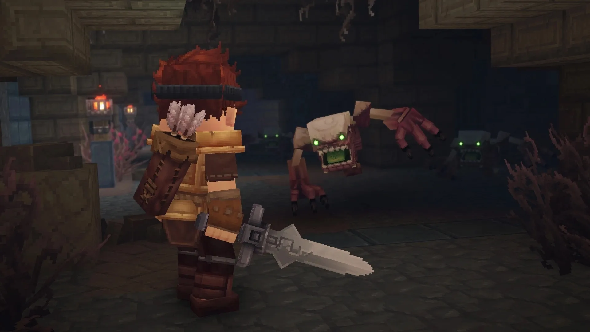 Souboj hráče s nepřátelskými stvořeními ve hře Hytale