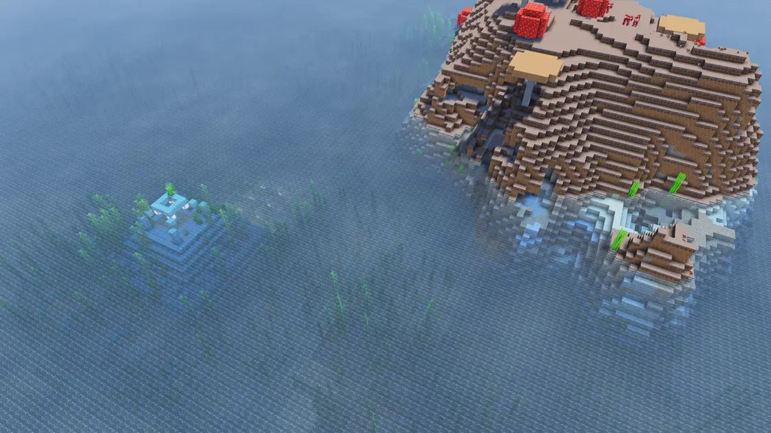 Čtyři Ocean Monumenty pár bloků od sebe s Mushroom Islandem