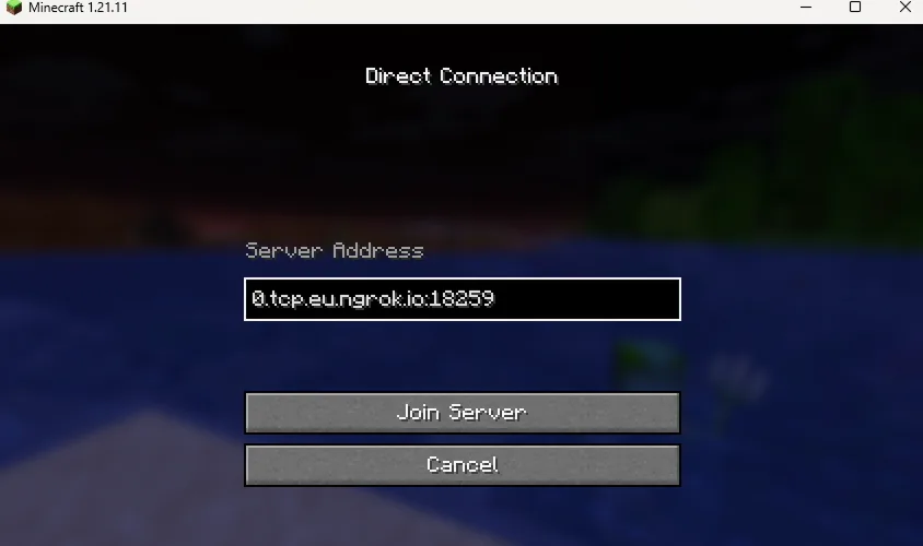 Připojení přes Direct Connect na ngrok adresu