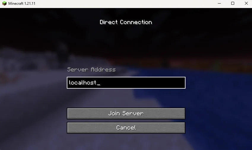 Připojení k Minecraft serveru na localhostu