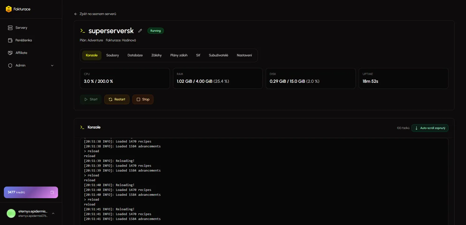 Náhled Eternyx panelu